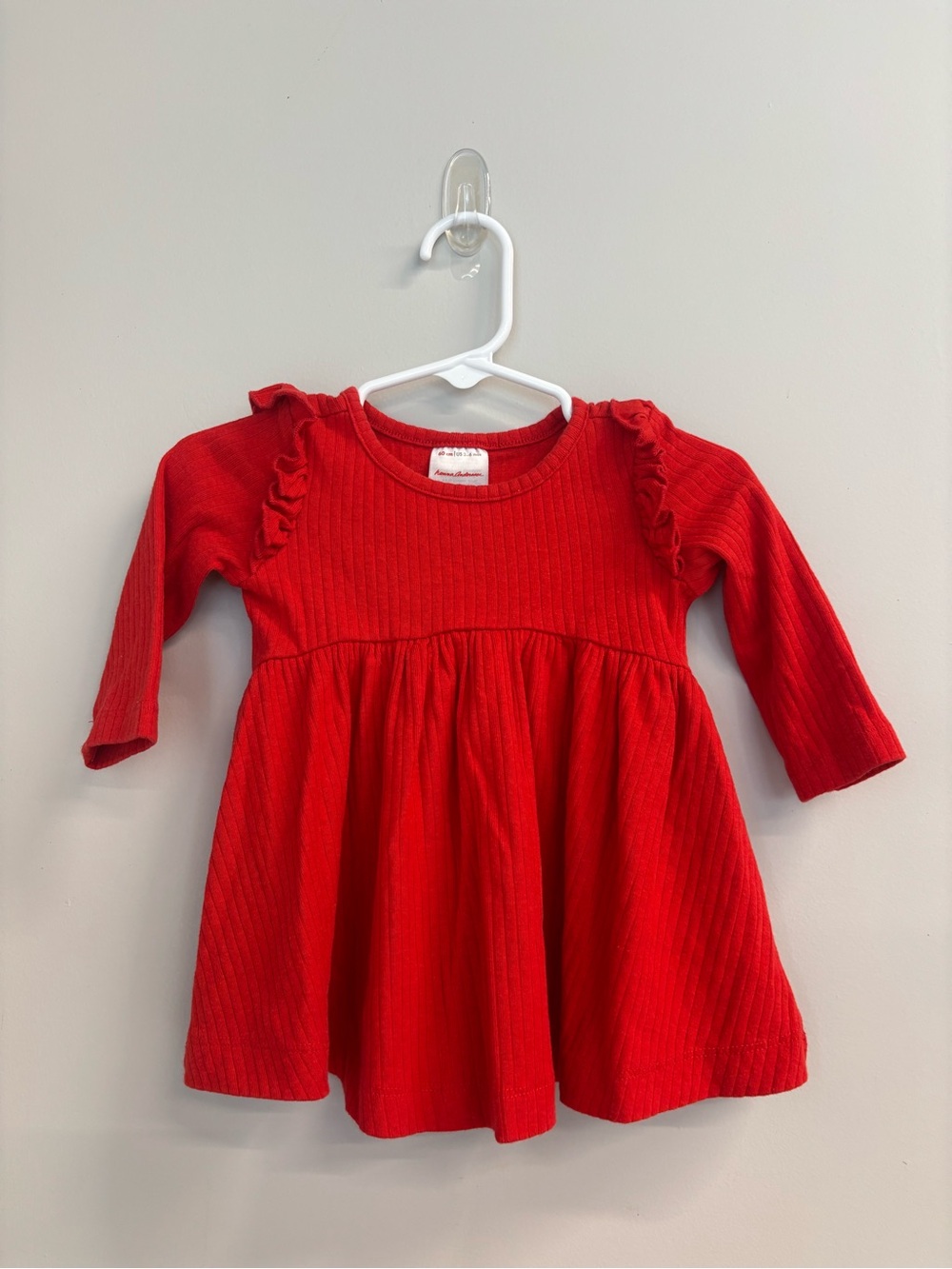 Hanna Andersson Red Long Sleeve Ribbed Dress 3-6M